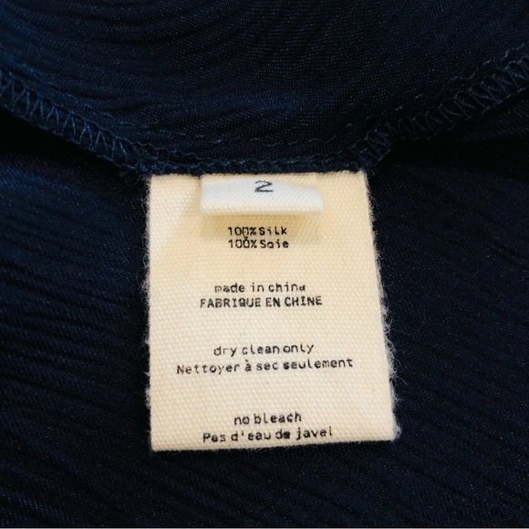 L'Agence Ocean 100% Silk Maxi Skirt High Slit Midnight Blue Small - Picture 16 of 16